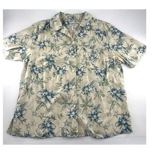 Vintage Pendleton Mens 1X Silk Resort Shirt Cream Blue Button Island Wear Cruise